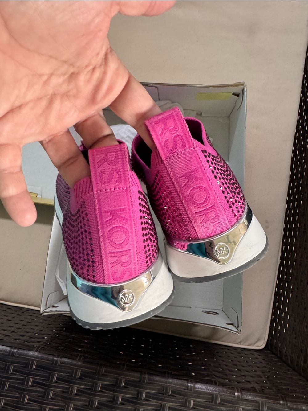Michael Kors Pink Crystal-Embellished Slip-On Sneakers - Picture 5 of 6